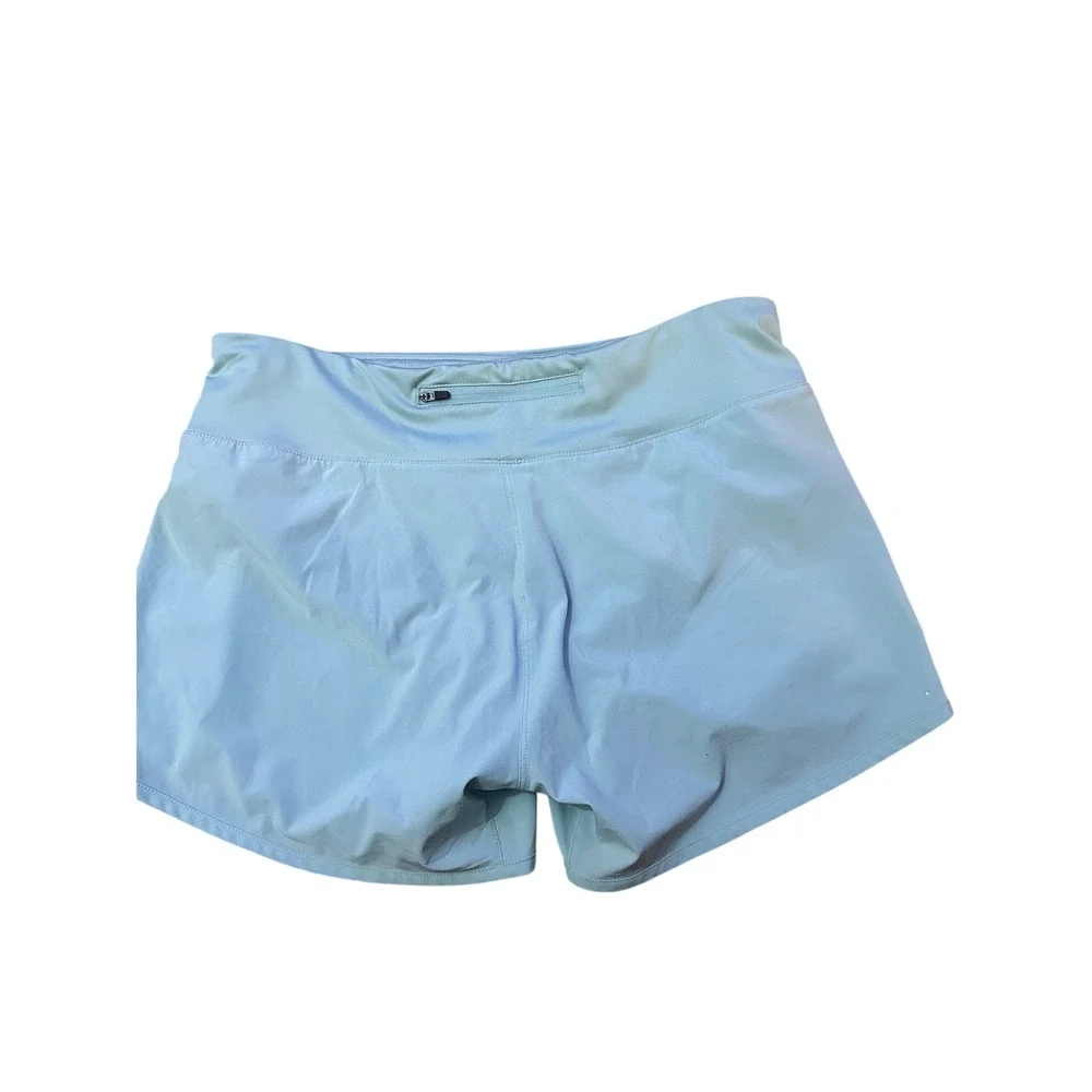 Free Fly Women Bamboo Lined Shorts Light Blue Active Running Hiking Zip Pocket